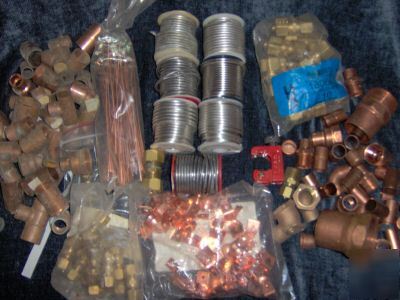 Copper and brass (?) pipe fittings