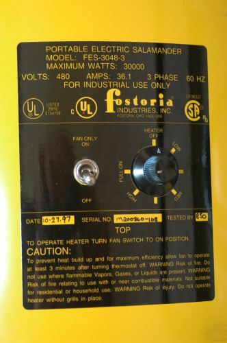 New brand fostoria sun-mite electric salamander heater