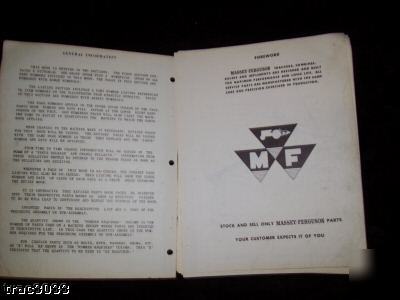Original massey harris no. 35 p.t. combine parts manual