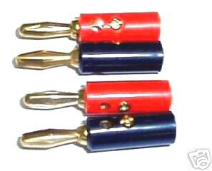 Stackable gold plated banana plugs 4MM (2 pairs)