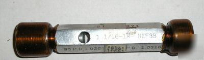 1-1/16 - 18 nef 3BTHREAD gage plug go/not go 1.0625 dia