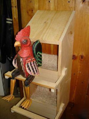 Laying nest, 2-hole unfinished solid pine poultry nest