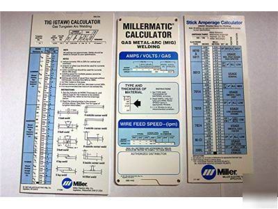 New 3 pk miller calculators mig tig stick welding 