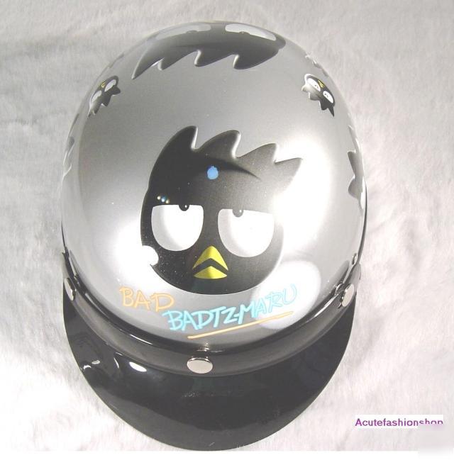 Sanrio badtz maru half helmet harley style gray