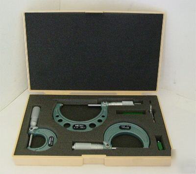 3 piece mitutoyo 103-922 micrometer set - excellent 