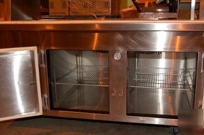 Custom 2-dr. refrigerated prep table, 66