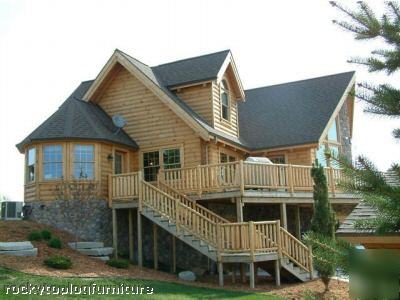 Hand hewn 10' section, cedar rustic log deck railing