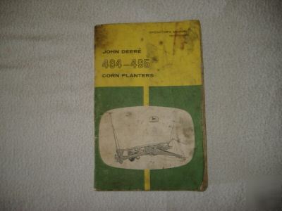 John deere 494 and 495 corn planter owners manual