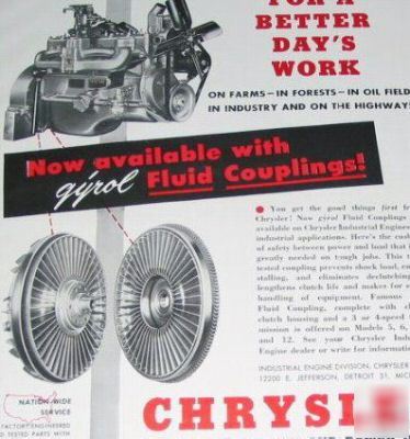 Chrysler industrial pedigree engines-power 2 1949 ads