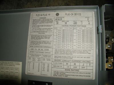 Ge 30 amp flex-a-plug bus switch AC461R buss duct 600 v
